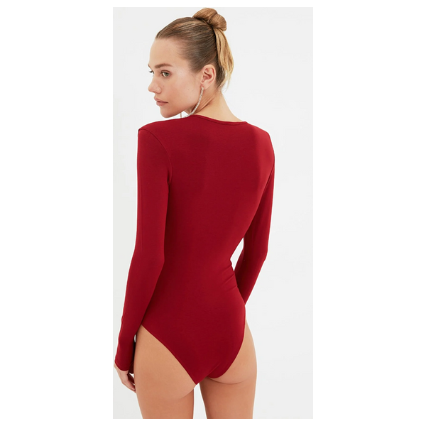 Trendyolmilla Women’s Deep V-Neck Body - Red Claret