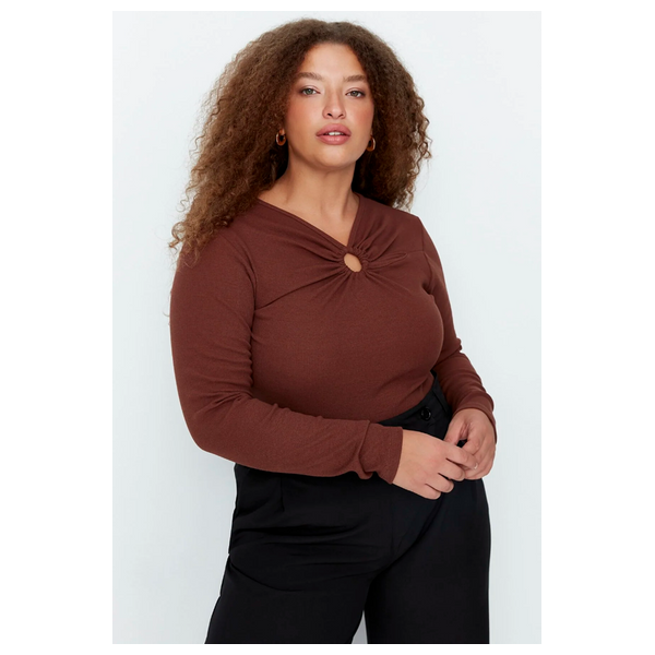 Trendyol Curve Knitted Blouse - Brown