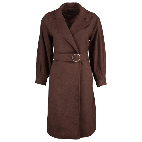 جاكيت نسائي ترينديول ميلا صوف وكشمير طويل - بني