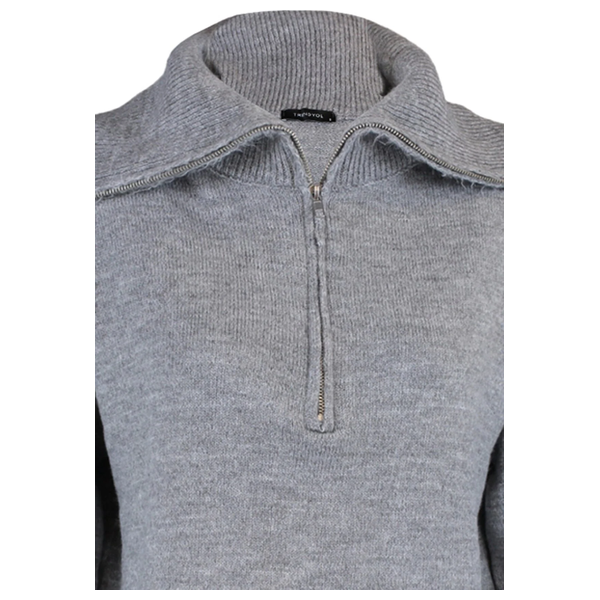 Trendyolmilla Women’s Wide Fit Soft Textured Basic Knitwear Sweater - Gray