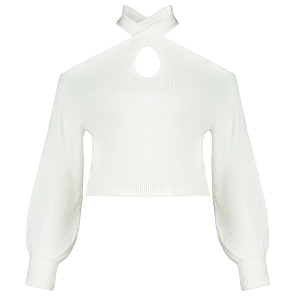 بلوزة نسائية قصة مفتوحة ترينديول ميلا - ابيض