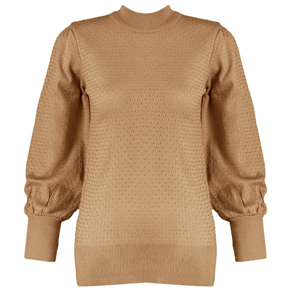 بلوزة نسائية ياقة عالية ترينديول ميلا - بيجي