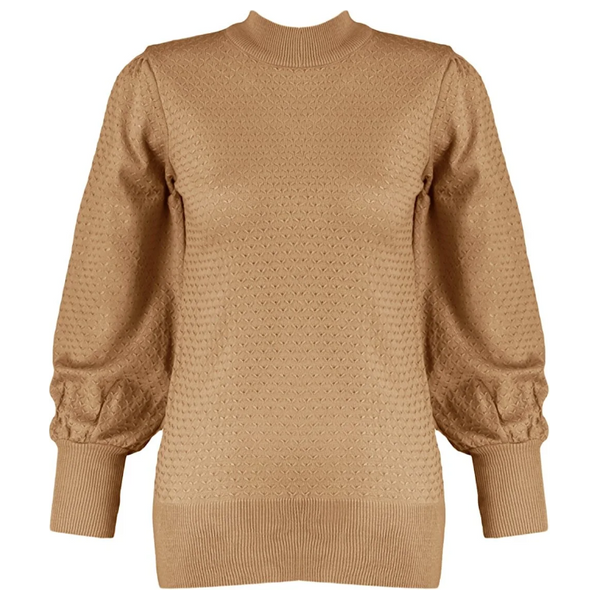 بلوزة نسائية ياقة عالية ترينديول ميلا - بيجي