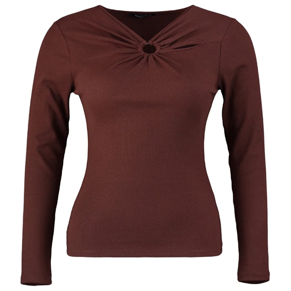 Trendyol Curve Knitted Blouse - Brown