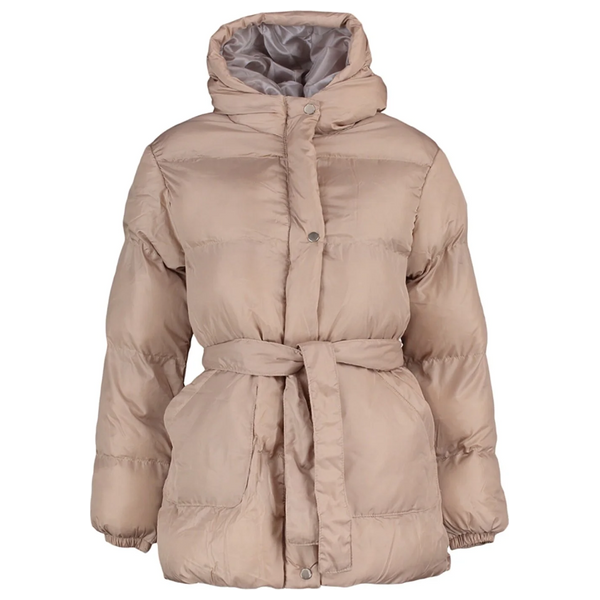 Trendyolmilla Women's Hooded Belted Water Repellent Puffer Coat - Pink