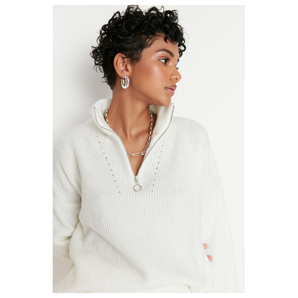 بلوزة نسائية مع سحاب ترينديول ميلا - ابيض