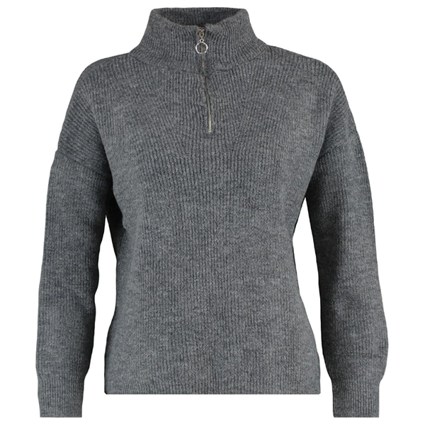Trendyolmilla Women’s Soft Textured Zippered Knitwear Sweater - Gray