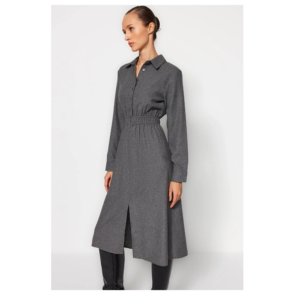 فستان نسائي ترينديول ميلا قبة قميص - رمادي غامق