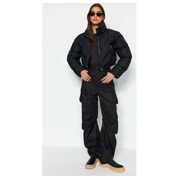 Trendyolmilla Women's Water Repellent Crop Puffer Jacket - Black