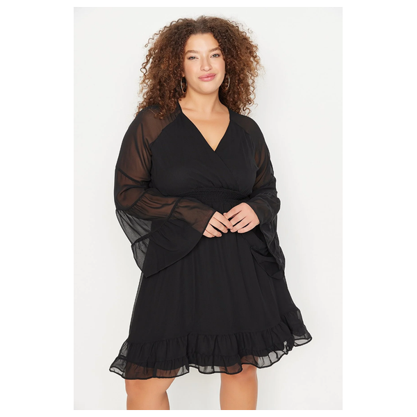 فستان قبة V قصير من ترينديول كيرف - اسود