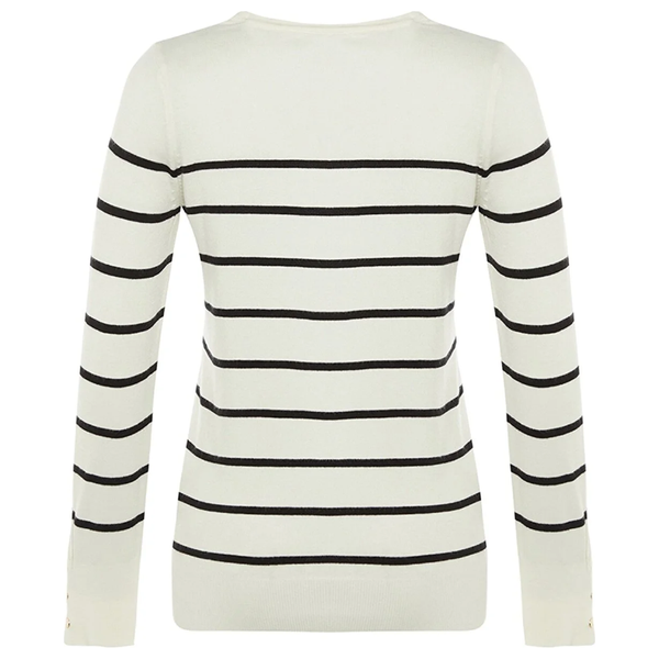Trendyolmilla Women’s Premium Yarn/Special Yarn Striped Knitwear Sweater - White