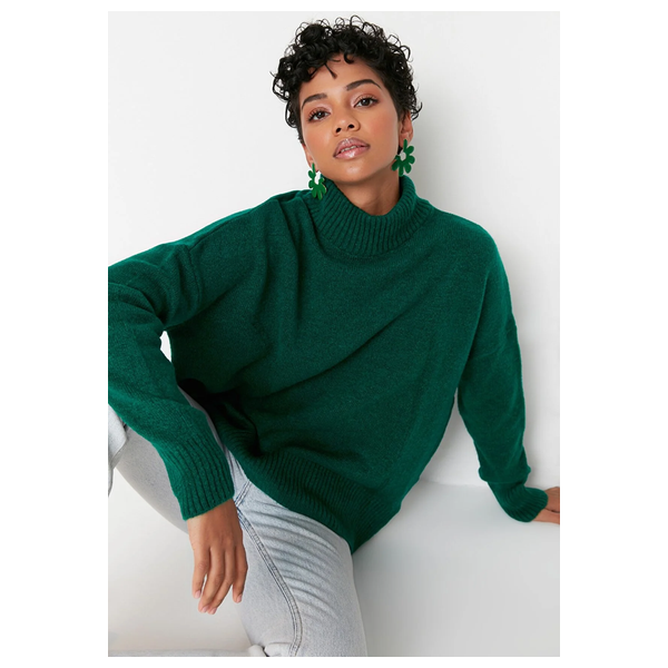 Trendyolmilla Women’s High Collar Sweater - Green