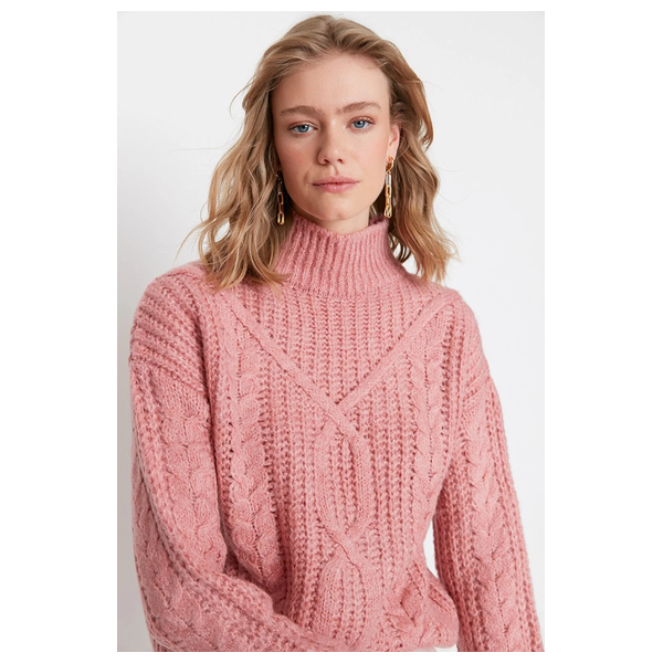 بلوزة نسائية قبة عالية ترينديول ميلا - وردي