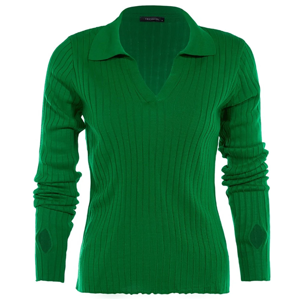 Trendyolmilla Polo Neck Knitwear Sweater - Green