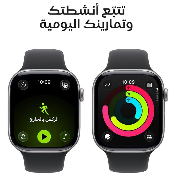 ابل واتش سيريس 11 - 42 ملم - GPS ‏– ‏هيكل المنيوم رمادي ‏– ‏سوار رياضي اسود - صغير/وسط