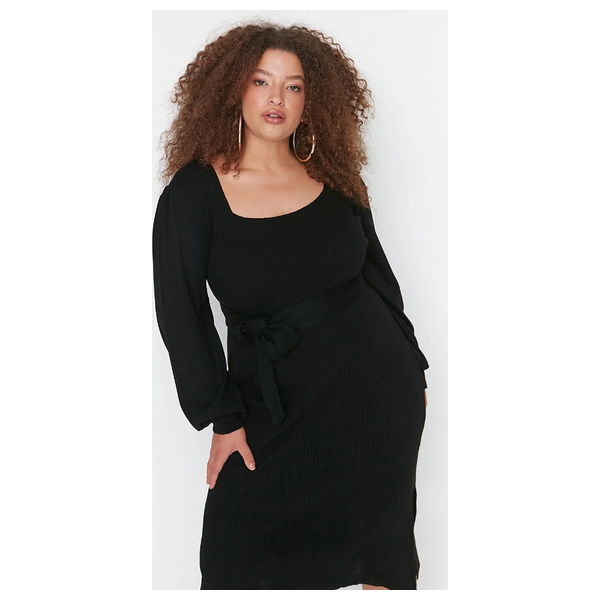 فستان بأكمام منفوخة من ترينديول كيرف - اسود