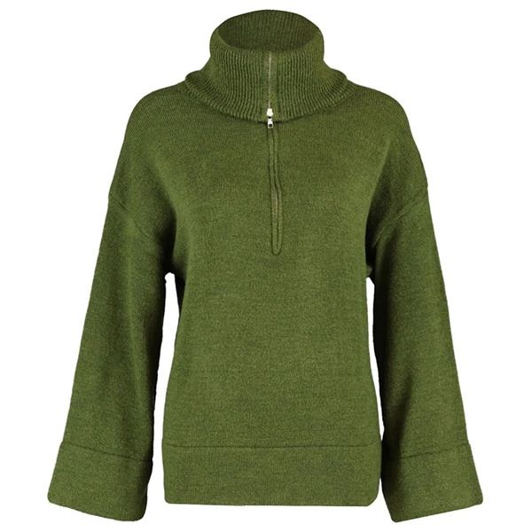 بلوزة نسائية ذات ياقة عالية ترينديول ميلا - خاكي