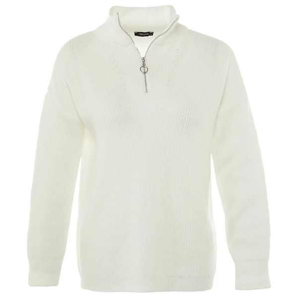 بلوزة نسائية مع سحاب ترينديول ميلا - ابيض