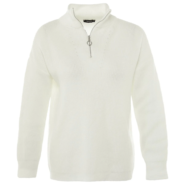 بلوزة نسائية مع سحاب ترينديول ميلا - ابيض