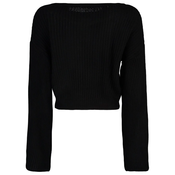 Trendyolmilla Women’s Crop Spanish Sleeve Knitwear Sweater - Black