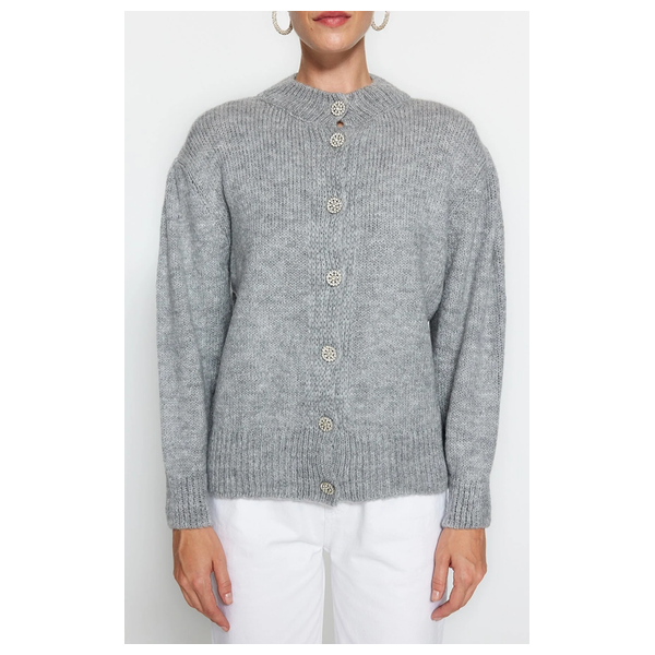 بلوزة نسائية ازرار ترينديول ميلا - رمادي