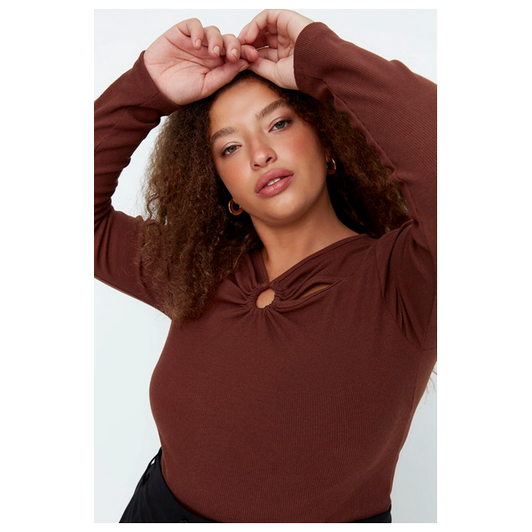 Trendyol Curve Knitted Blouse - Brown