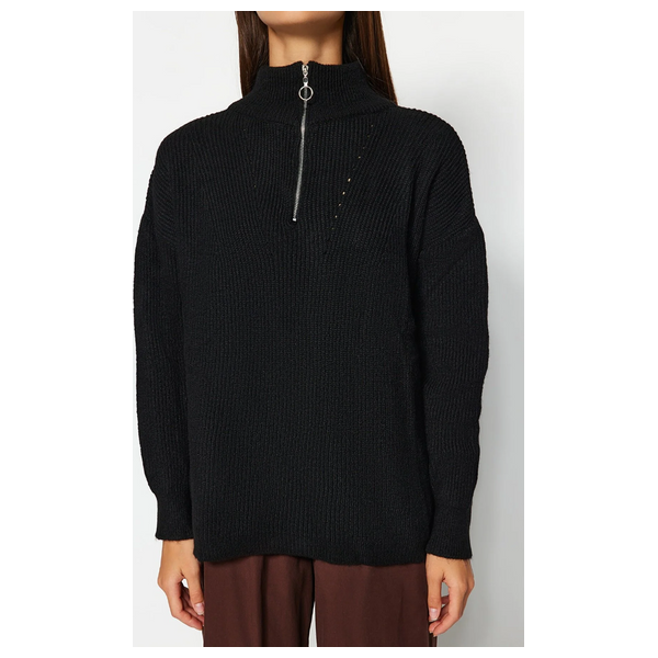 بلوزة نسائية مع سحاب ترينديول ميلا - اسود