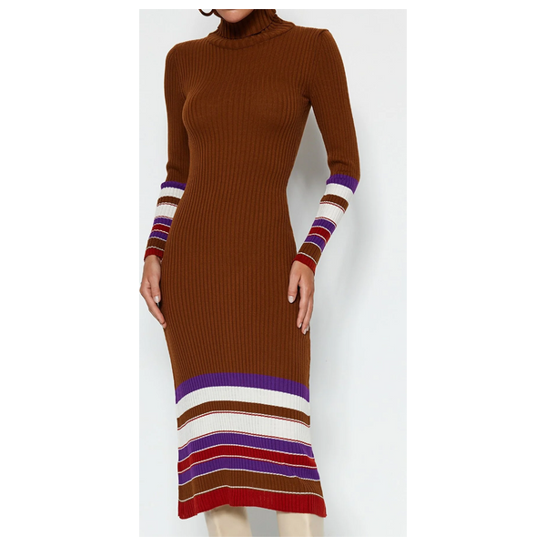 فستان نسائي ترينديول ميلا قصة طويلة - بني