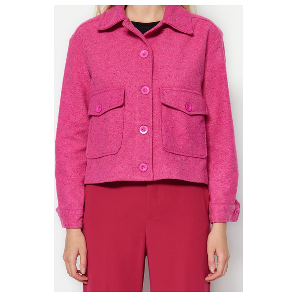 Trendyolmilla Women's Oversize Cachet Jacket Coat - Pink
