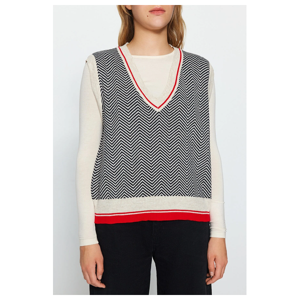 كنزة نسائي قبة V بدون اكمام ترينديول ميلا - بيجي