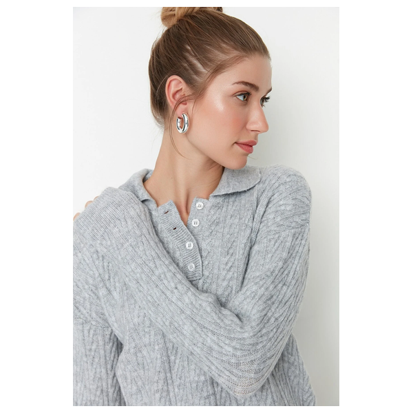 Trendyolmilla Women’s Wide Fit Soft Sweater - Gray