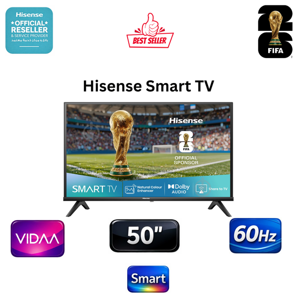  شاشة هايسنس - 50 انش - FHD - سمارت - 60 هيرتز - A4Q - أسود 
