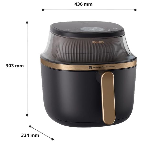 Philips NA332/09 - Air Fryer RapidAir Plus, 16-in-1 Cooking Functions - Black