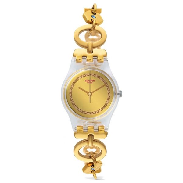  ساعة سواتج للنساء LK346G - عرض بعقارب, سوار من ستانلس ستيل - ذهبي 