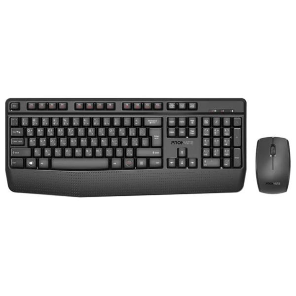 Promate Wireless Keyboard & Mouse Combo - Up to 10m - 1200 DPI - Black
