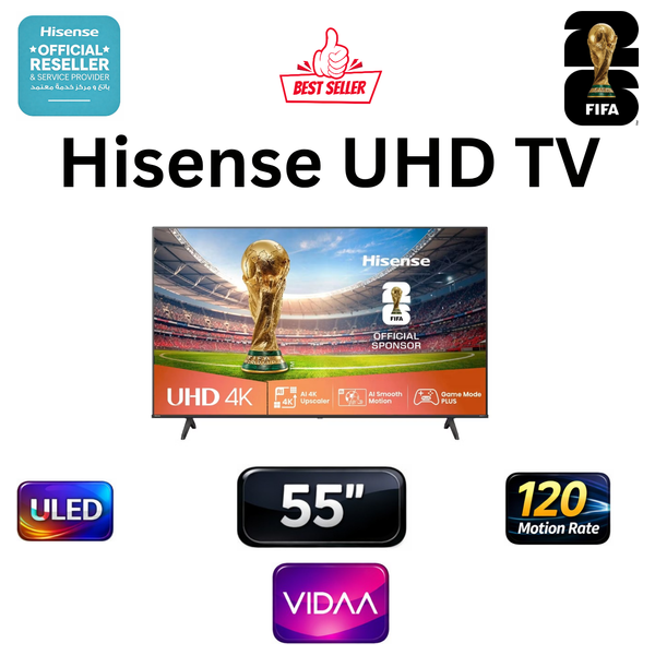 شاشة هايسنس - 55 انش - فئة A61Q - سمارت - دقة 4K - شاشة LED - معدل حركة 120 - موديل 2026 
