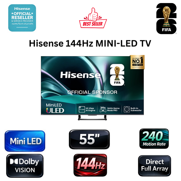 Hisense 55-Inch U7Q Series - Smart - 4K - Mini-LED - 144 Hz - 240 Motion Rate 