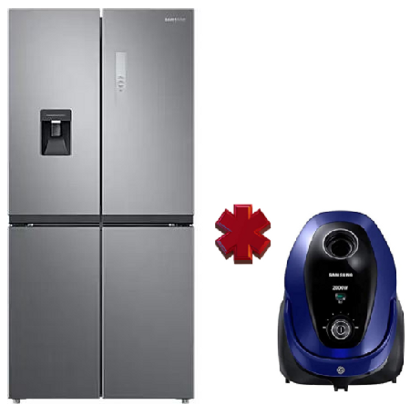 Samsung  RF48A4010M9/LV - 19ft - French Door Refrigerator - Silver + Samsung VC20M2510WB - 2000W - Bag Vacuum Cleaner - Blue