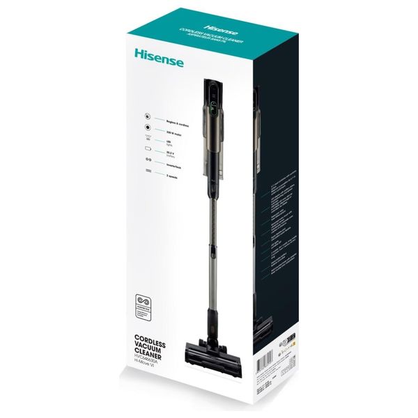  مكنسة محمولة هايسنس قوة شفط 120 واط - بطارية تدوم حتى 60 دقيقة - رمادي 