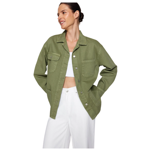 Elryan TRENDYOLM LLA Women s Denim Shirt Jacket Khaki