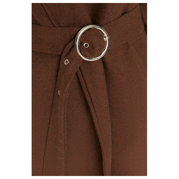 جاكيت نسائي ترينديول ميلا صوف وكشمير طويل - بني