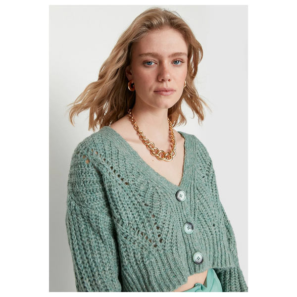 بلوزة نسائية بياقة ترينديول ميلا - اخضر