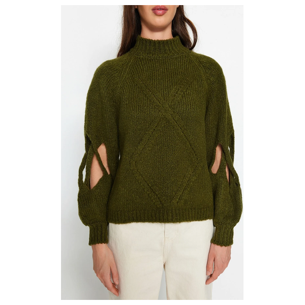 كنزة نسائي قبة عالية ترينديول ميلا - خاكي