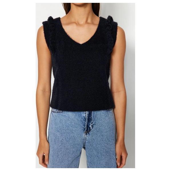 Trendyolmilla Women’s Feather Knitwear Blouse - Black