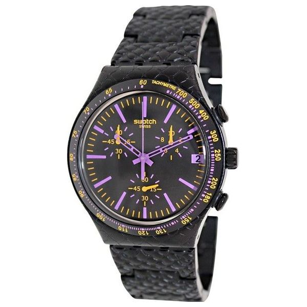  Swatch Watch YCB4015AG For Men - Analog Display, Aluminum Band - Black 