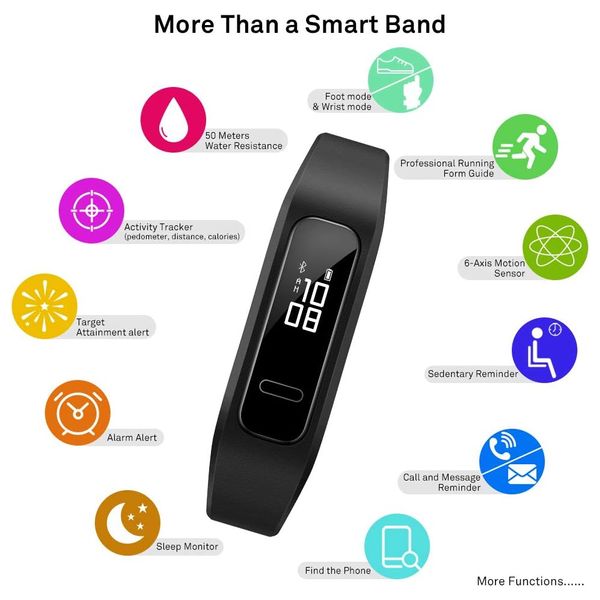 Huawei Band 3E Sports Band – Water Resistant up to 50m & Battery up to 9 Days