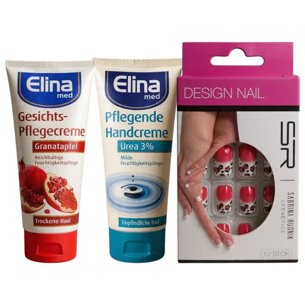  Elena Med Package 2-piece skincare set with a free gift: a beauty nail set (12 pieces) 