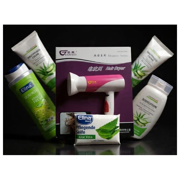  Elina med 5-piece skin and hair care set + free hair dryer gift 