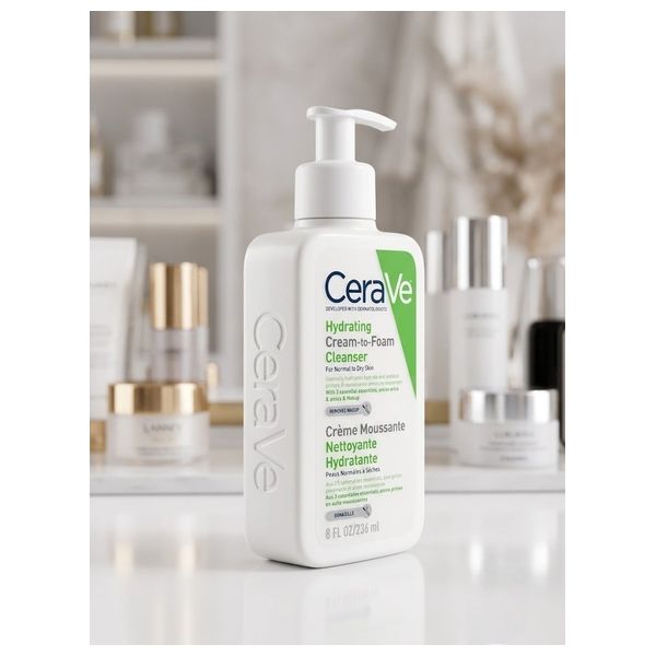  CeraVe Hydrating Cream-to-Foam Cleanser and Makeup Remover for Normal to Dry Skin - 236 ml 