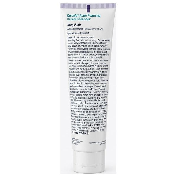  CeraVe Acne Foaming Cream Cleanser - 4% Benzoyl Peroxide Acne Treatment, 150 ml 